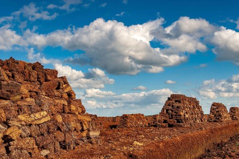 Peat cutting in the moor