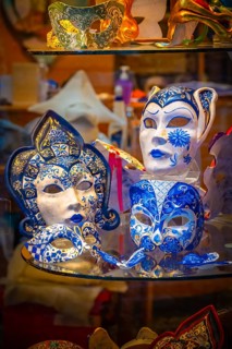 Venetian carnival masks in a shop window