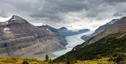 View in valley with glacier tongue