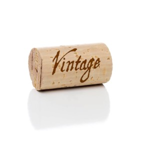 Vintage branded wine cork isolated on a white background