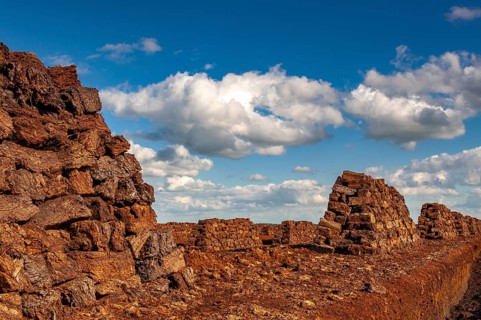 Peat cutting in the moor