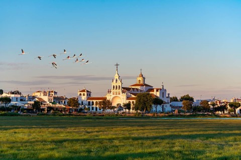Village El Rocio with hermitage of El Rocio