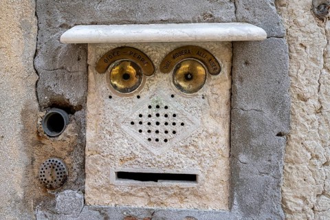Doorbell on a house wall