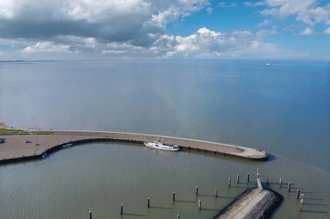 Aerial view with harbour pier