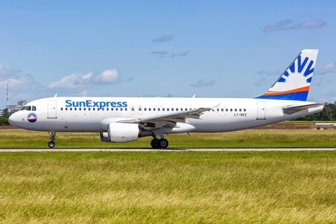 A Lufthansa Airbus A320 aircraft with registration LY-NVZ at Stuttgart Airport