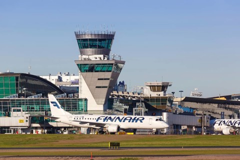 A Finnair Embraer 190 aircraft with registration OH-LKF at Helsinki Airport