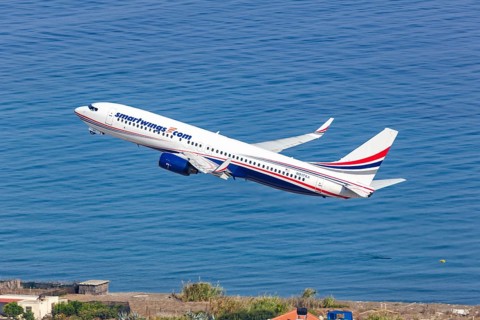 A Smartwings Boeing 737-800 with the registration N917XA takes off from Rhodes Airport