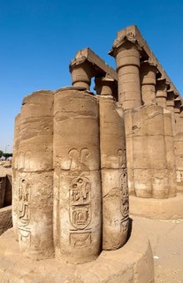 Columns with bass relief and hieroglyphs
