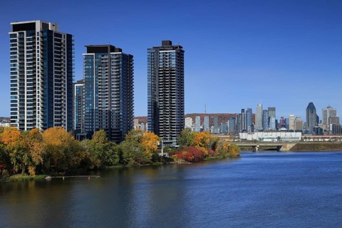 High-rise buildings on the Saint Lawrence River