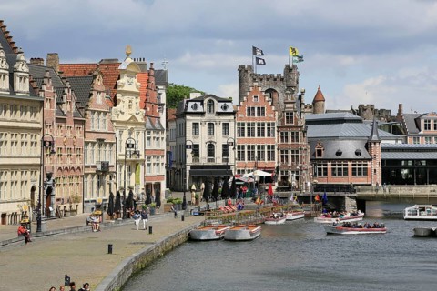 View from Michalsbridge Sint Michielsbrug to river Leie