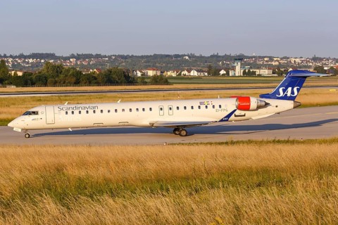 A Bombardier CRJ-900 of SAS Scandinavian Airlines with registration EI-FPG at Stuttgart Airport