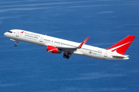 A RoyalFlight Boeing 757-200 with the registration VQ-BTN takes off from Rhodes Airport