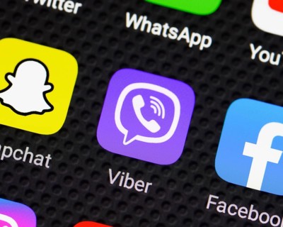 Viber app icon on a smartphone