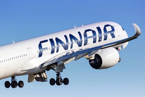 A Finnair Airbus A350-900 with the registration OH-LWA takes off from Helsinki Airport