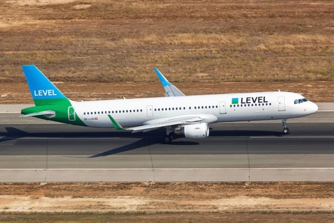 A Level Airbus A321 with the registration OE-LCR takes off from the airport in Palma de Majorca