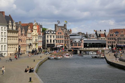 View from Michalsbridge Sint Michielsbrug to river Leie