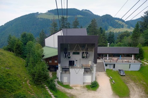 View from the gondola of the Hochfellnbahn