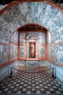 Room decorated with marble and mural