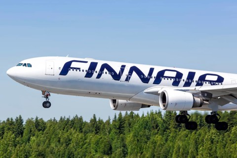 A Finnair Airbus A330-300 with the registration OH-LTN lands at Helsinki Airport