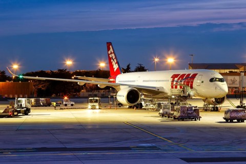 A TAM Airbus A350-900 with the registration PR-XTC at Charles de Gaulle Airport