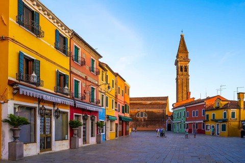 View of colorful houses