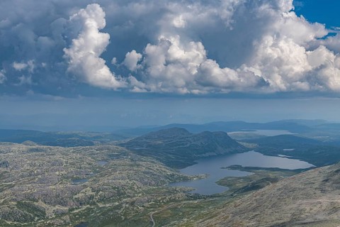 Mountain scnerey around Gausta or Gaustatoppen highest mountain in Norway