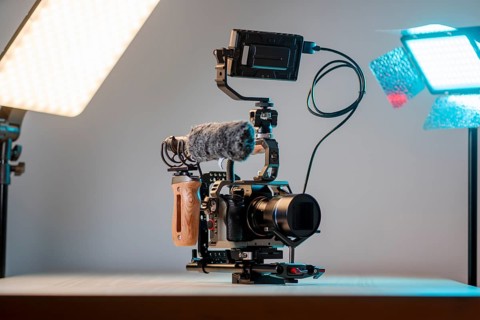 Full frame camera with external monitor