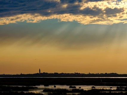 Dramatic clouds over the lagoon of Venice
