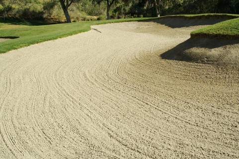 Abstract of golf course bunkers on a spring day