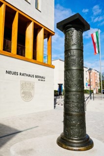 City column in front of New City Hall Bernau