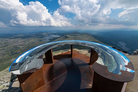 Plattform on Gausta or Gaustatoppen highest mountain in Norway