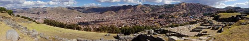 View from the Inca ruins Sacsayhuaman to the city
