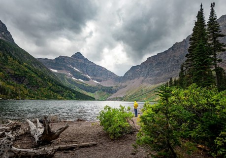 Hikers at Upper Two Medicine Lake