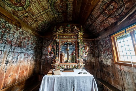 Wall paintings in the Unesco world heritage site Urnes Stave Church