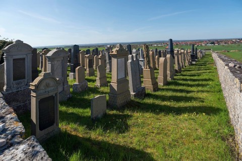 Old Jewish cemetery since 1432 with view of Roedelsee
