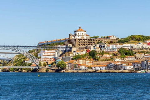 A historic and modern architecture of Vila Nova de Gaia over Douro River