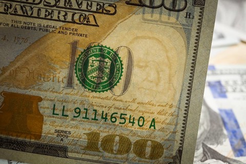 Close up of the watermark on the new U.S. one hundred dollar bill