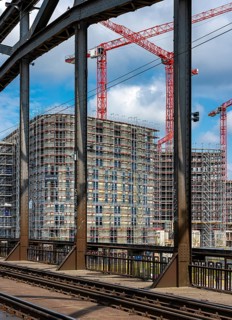 Residential construction in Frankfurt Ostend at Deutschherrnbruecke