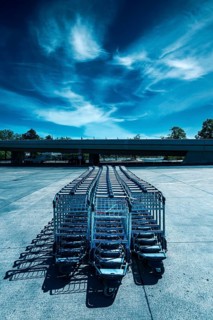 Row of baggage carts at the former Berlin Tegel Airport