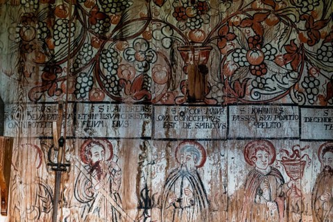 Wall paintings in the Unesco world heritage site Urnes Stave Church