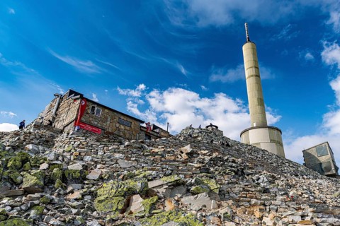 Summit installation on Gausta or Gaustatoppen highest mountain in Norway