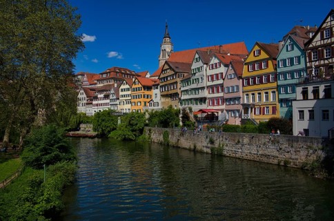 View over Neckar river to old town