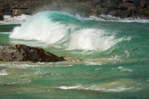 Crashing wave on the na pali coast