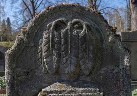 Relief with leaves on a Jewish gravestone