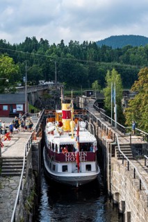 Tourist boat in the Ulefoss locks