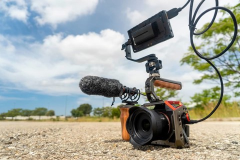 Full frame camera with external monitor