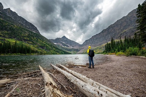 Hikers at Upper Two Medicine Lake