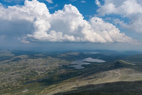 Mountain scnerey around Gausta or Gaustatoppen highest mountain in Norway