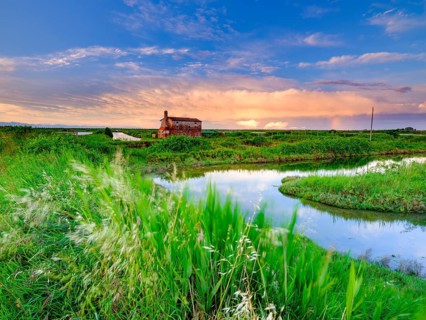 Abandoned stone house in the Venice lagoon