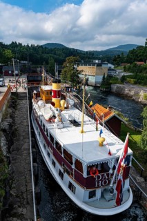 Tourist boat in the Ulefoss locks